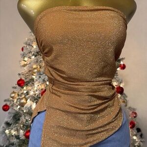 Trendy Boutique Gold Strapless Blouse